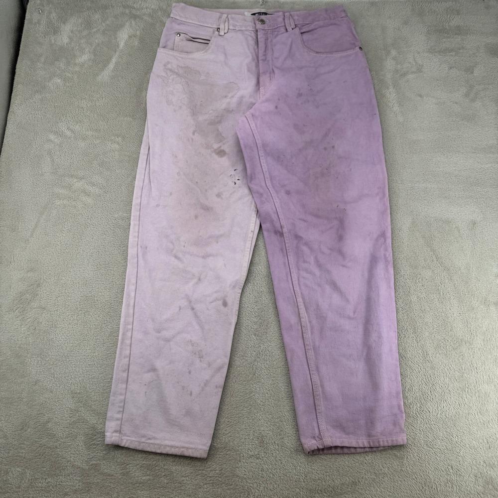 VTG Anchor Blue Loose Fit Jeans Mens 36x32 Purple Flaws Denim Colorblock Cotton